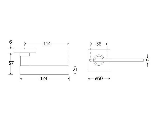 Deurkruk op geveerd rozet verdekt Piatto mat nikkel ongelakt