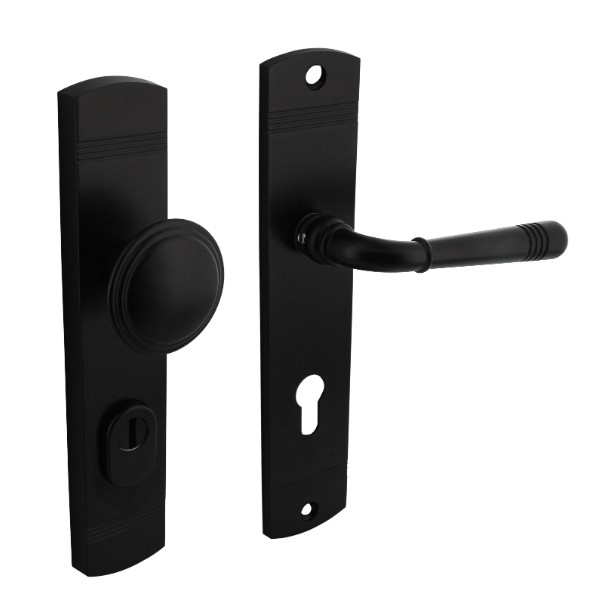 Intersteel voordeurbeslag Helena knop/kruk PC72 met kerntrek beveiliging zwart