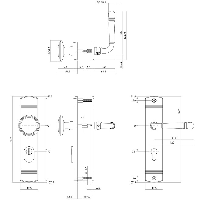 Intersteel voordeurbeslag Helena knop/kruk PC72 met kerntrek beveiliging chroom