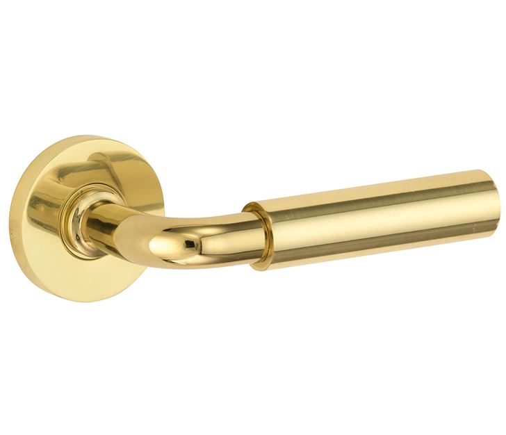 Deurkruk op geveerd rozet Frankfurt/Vivo messing ongelakt