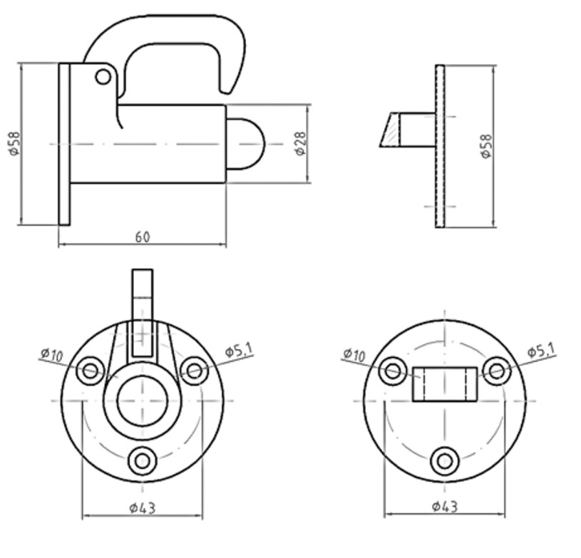 Mauer deurvastzetter messing gepolijst