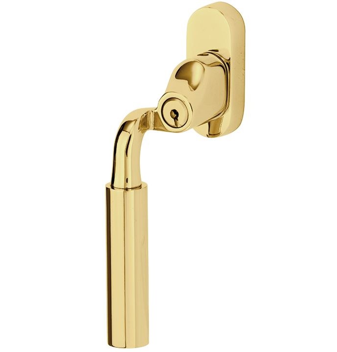 SKG2 Draaikiepgarnituur afsluitbaar Frankfurt/Smal Links messing ongelakt