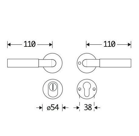 SKG3 kruk/kruk op rozet Frankfurt Links + kerntrekbeveiliging messing antiek
