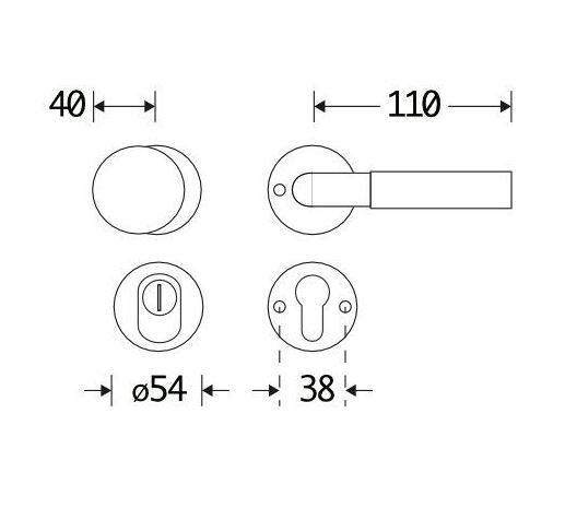 SKG3 knop/kruk op rozet Frankfurt Links + kerntrekbeveiliging glans nikkel/glans chroom