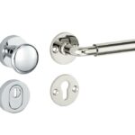 SKG3 knop/kruk op rozet Frankfurt Rechts + kerntrekbeveiliging glans nikkel/glans chroom