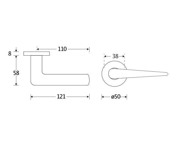 Deurkruk op geveerd rozet Wig/Vivo glans nikkel