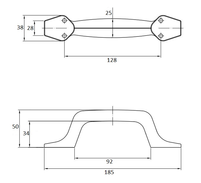 Handgreep aluminium 185 mm zwart