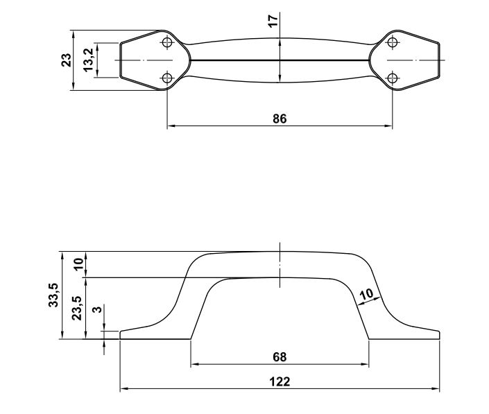 Handgreep aluminium 125 mm zwart