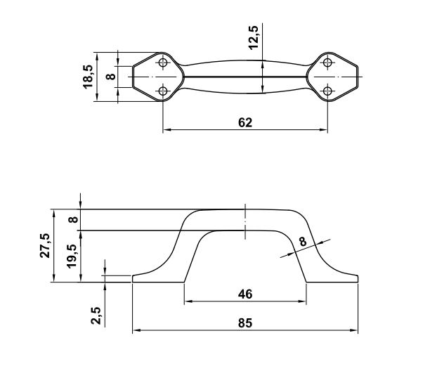 Handgreep aluminium 85 mm zwart