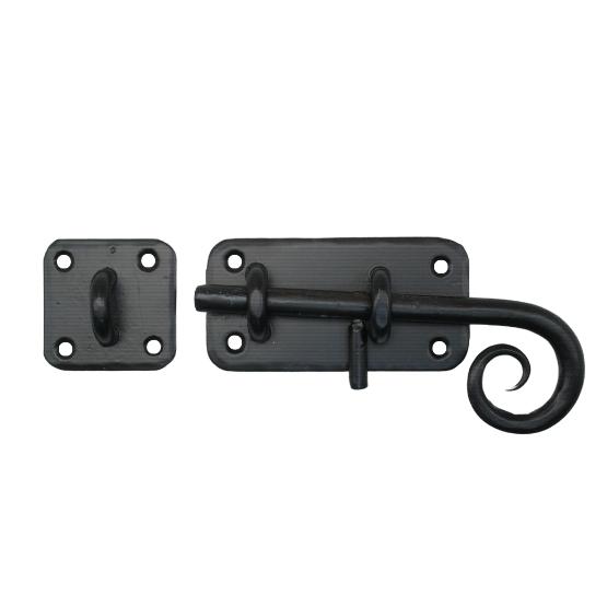 Grendel ijzer zwart, grondplaat 100 x 52 mm