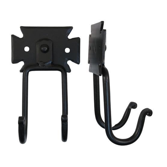 Kapstokhaak dubbel recht ijzer zwart
