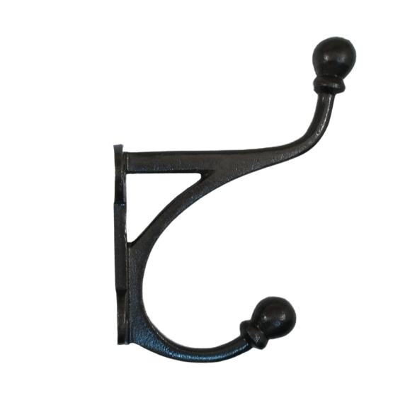 Kapstokhaak dubbel ijzer blank gelakt 170 mm