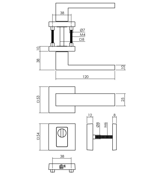 Intersteel SKG3 Veiligheid Achterdeur Set Amsterdam Vierkant Zwart