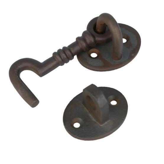 Deurhaak en vanger 75 mm ijzer geroest