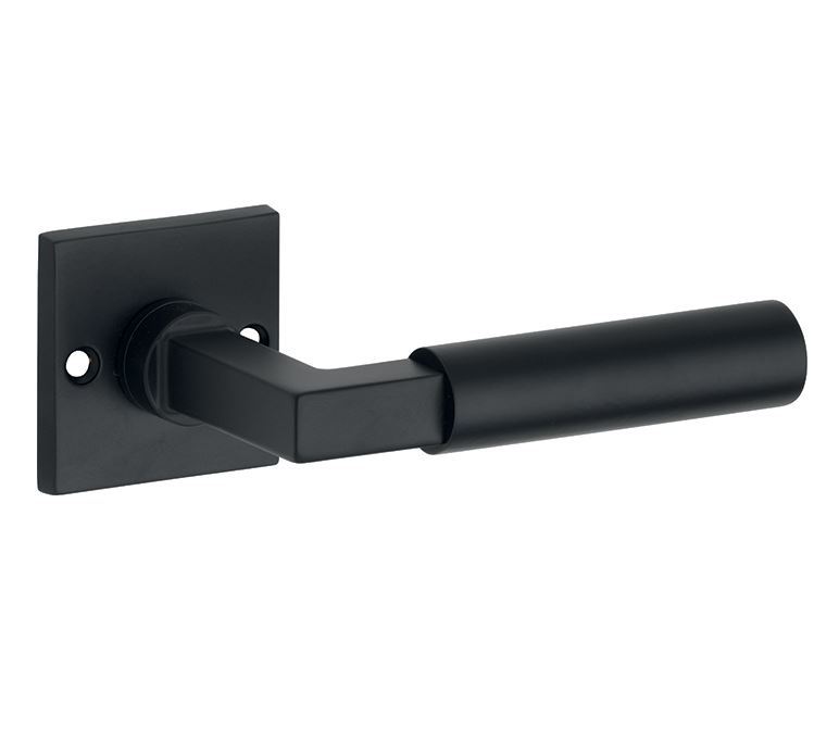 Deurkruk op ongeveerd rozet Bauhaus mat zwart