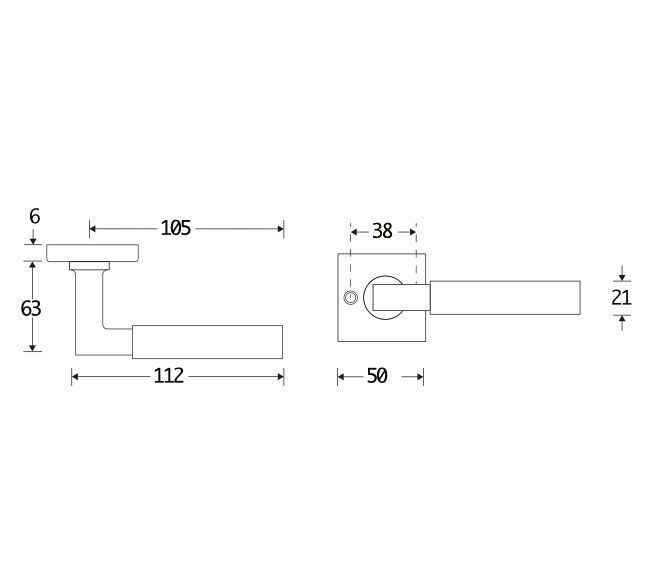 Deurkruk op ongeveerd rozet Bauhaus mat zwart