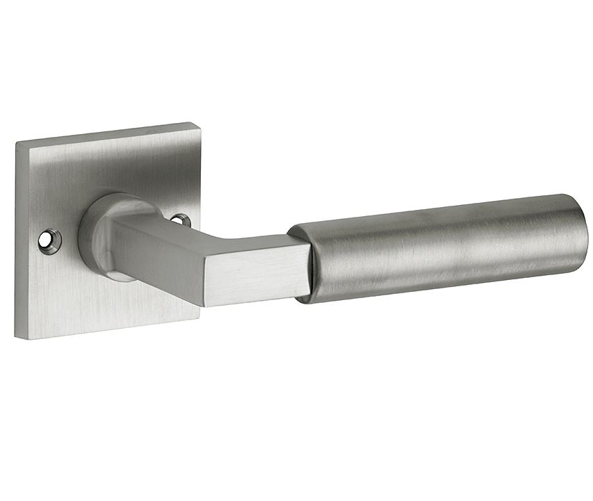 Deurkruk op ongeveerd rozet Bauhaus mat nikkel ongelakt