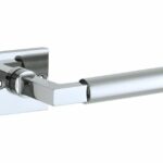 Deurkruk op ongeveerd rozet Bauhaus glans chroom