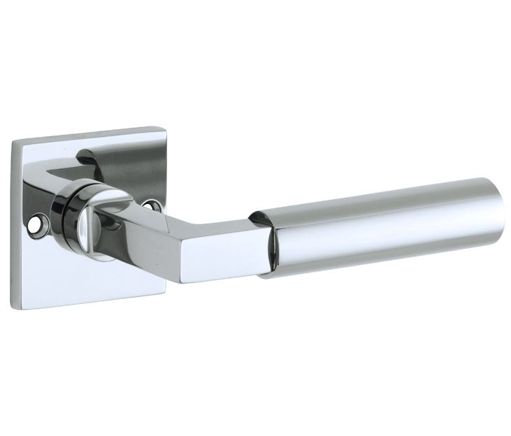 Deurkruk op ongeveerd rozet Bauhaus glans chroom