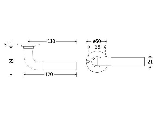 Deurkruk op ongeveerd rozet Frankfurt/Chemin de Fer messing ongelakt