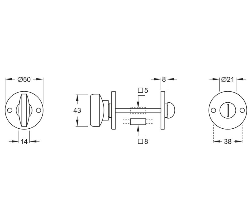 WC-Sluiting 5-8 mm Elegant/Chemin de Fer messing antiek