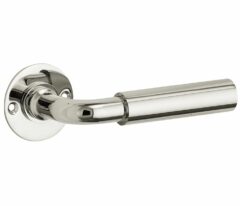 Deurkruk op ongeveerd rozet Frankfurt/Chemin de Fer glans nikkel