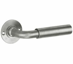 Deurkruk op ongeveerd rozet Frankfurt/Chemin de Fer mat nikkel ongelakt