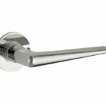 Deurkruk op ongeveerd rozet Wig/Chemin de Fer glans nikkel