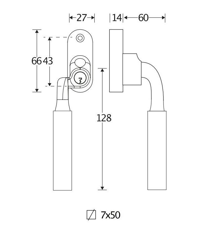 SKG2 Draaikiepgarnituur afsluitbaar Frankfurt ebben/Smal Rechts messing antiek