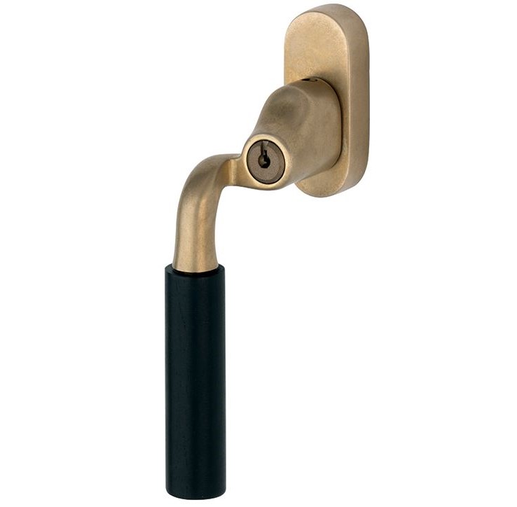 SKG2 Draaikiepgarnituur afsluitbaar Frankfurt ebben/Smal Links messing antiek