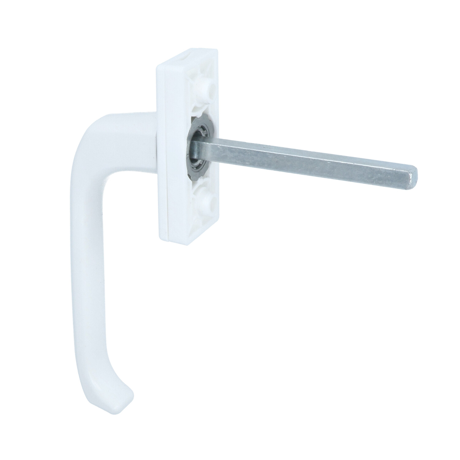 Draaikiepgarnituur lange stift aluminium wit