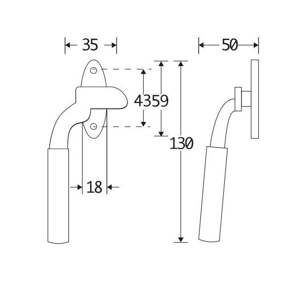 Raamboom Met Sluitplaat Rechts Frankfurt ebben mat nikkel ongelakt