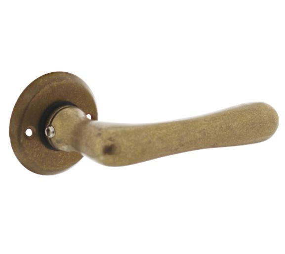 Gatdeel deurkruk Trento met rozet ø50x5mm messing getrommeld