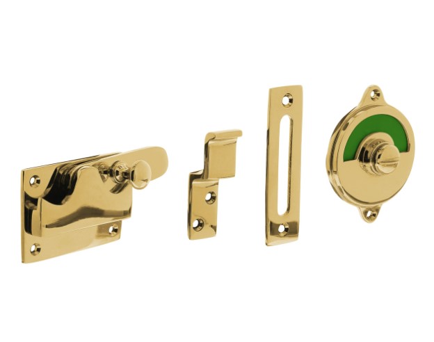 Intersteel wc-overslag vlak en tekst “groen/ rood” messing ongelakt