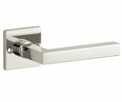 Deurkruk op ongeveerd rozet Kare/Bauhaus glans nikkel