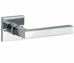 Deurkruk op ongeveerd rozet Kare/Bauhaus glans chroom