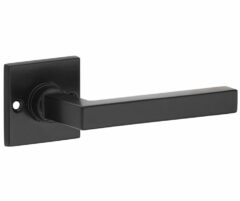 Deurkruk op ongeveerd rozet Kare/Bauhaus mat zwart