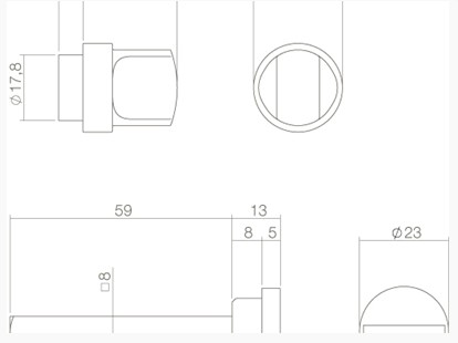 Intersteel wc-olive los 8mm messing ongelakt