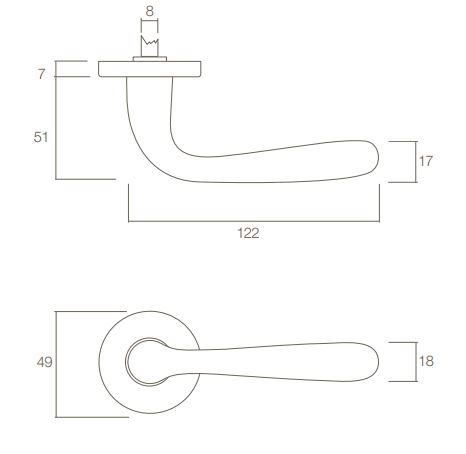 Intersteel Gatdeel deurkruk links Jupiter op rozet messing gelakt