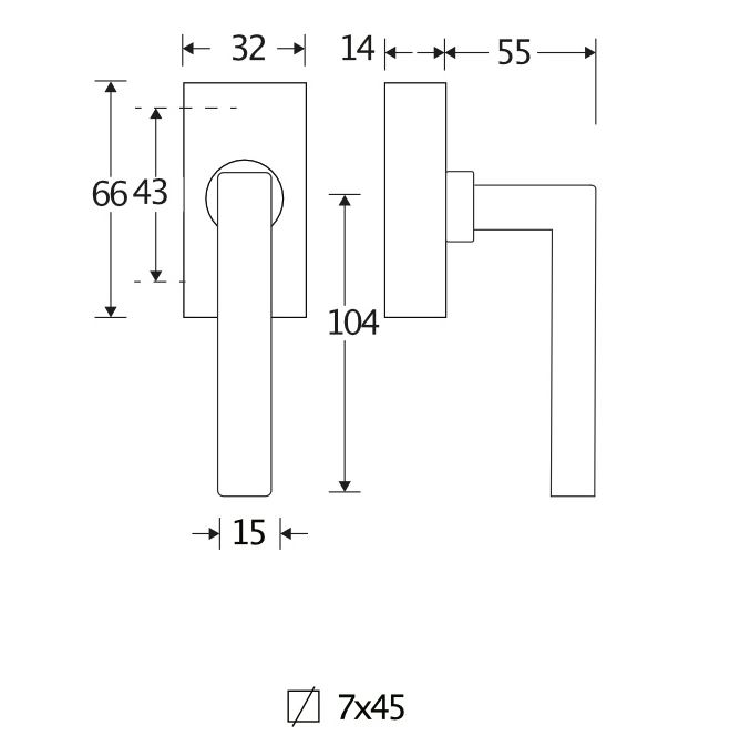 Draaikiepgarnituur Kare/Bauhaus messing gelakt