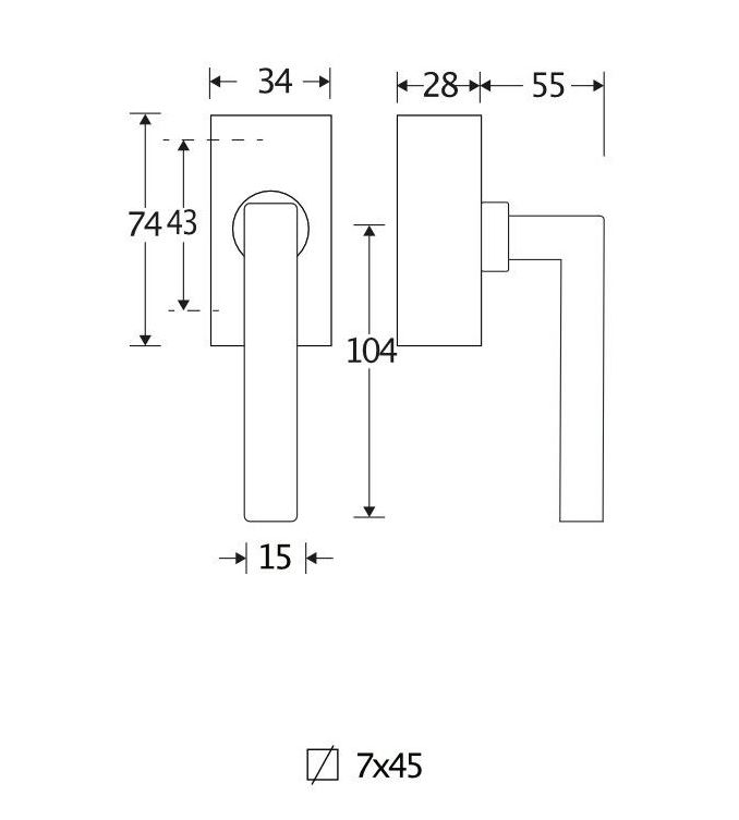 SKG2 Draaikiepgarnituur afsluitbaar Kare/Bauhaus mat chroom