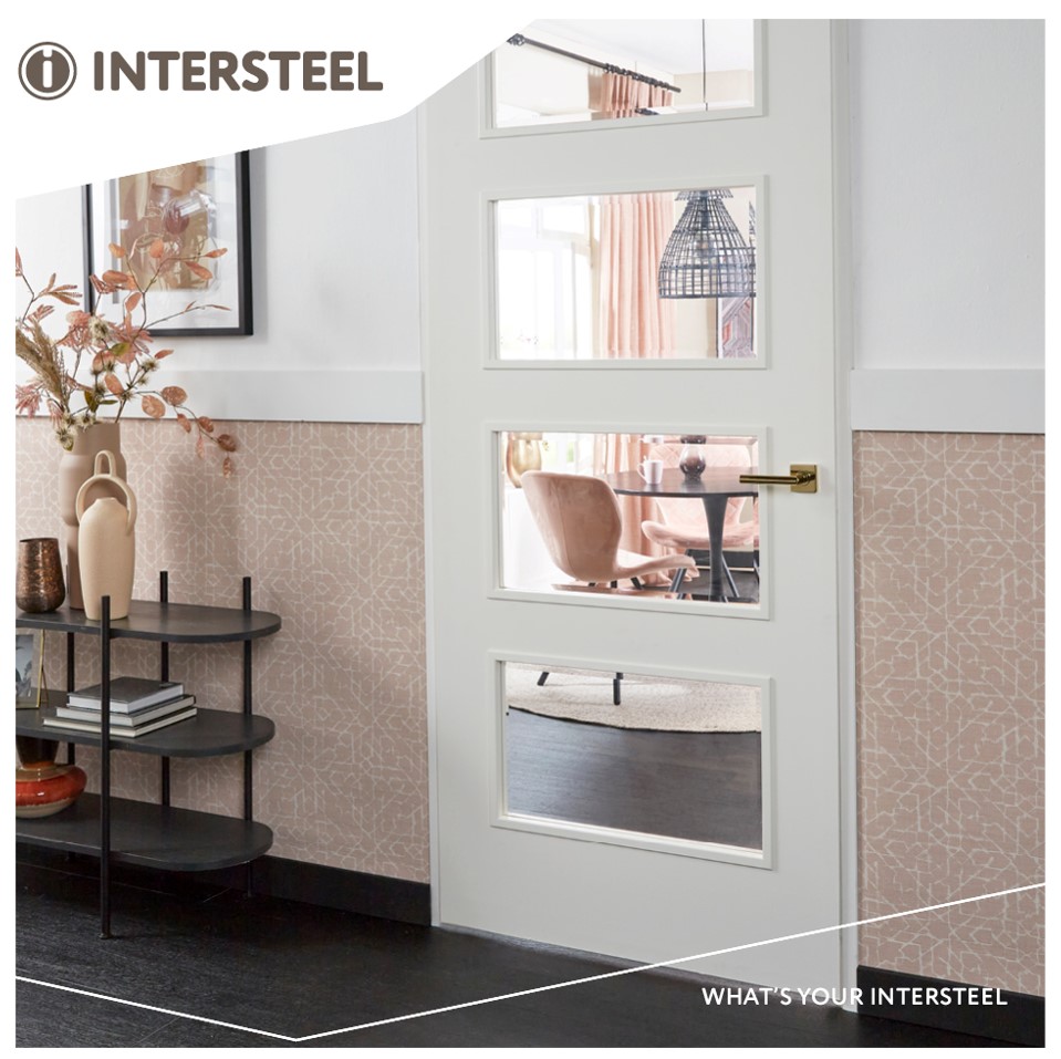 Intersteel Gatdeel deurkruk links Bastian op vierkante rozet met nokken 55x55x10mm PVD messingkleur