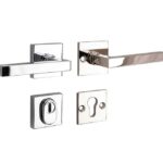 SKG3 kruk/kruk op rozet Kare Rechts + kerntrekbeveiliging glans nikkel/glans chroom