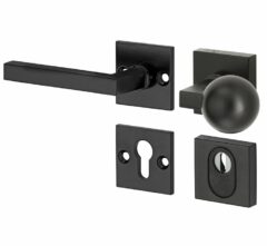 SKG3 knop/kruk op rozet Kare Links + kerntrekbeveiliging mat zwart