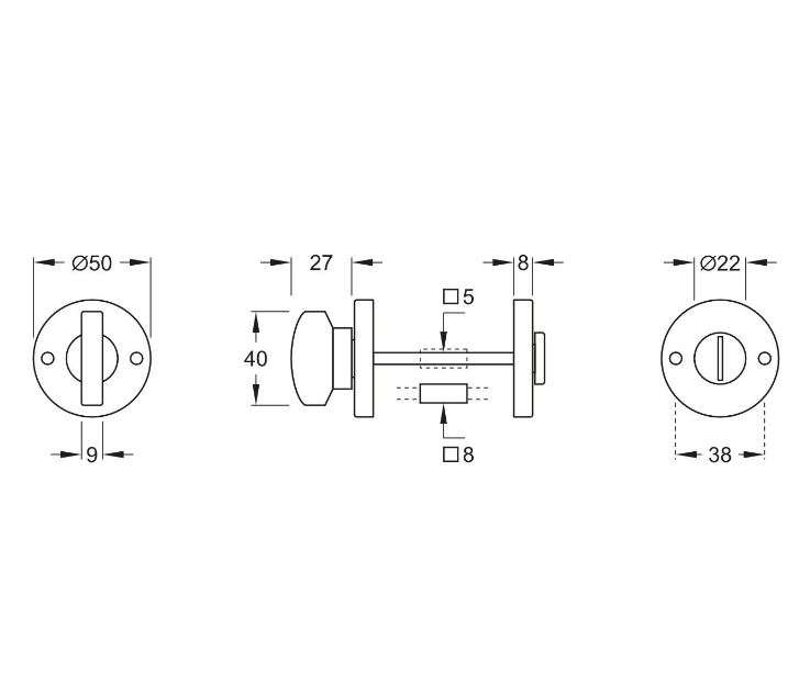 WC-Sluiting 5-8 mm Piatto mat chroom