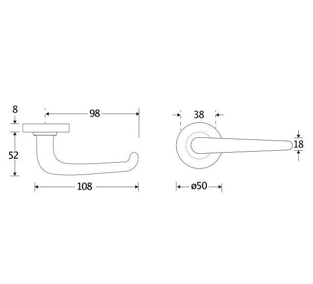 Deurkruk op geveerd rozet Halfsabel/Vivo messing ongelakt