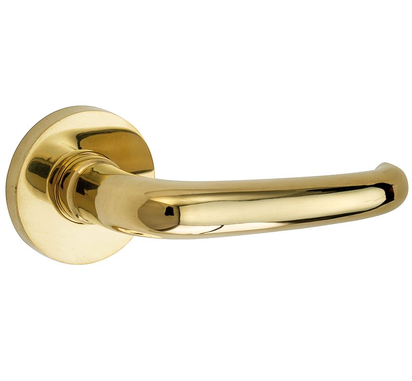 Deurkruk op geveerd rozet Halfsabel/Vivo messing ongelakt