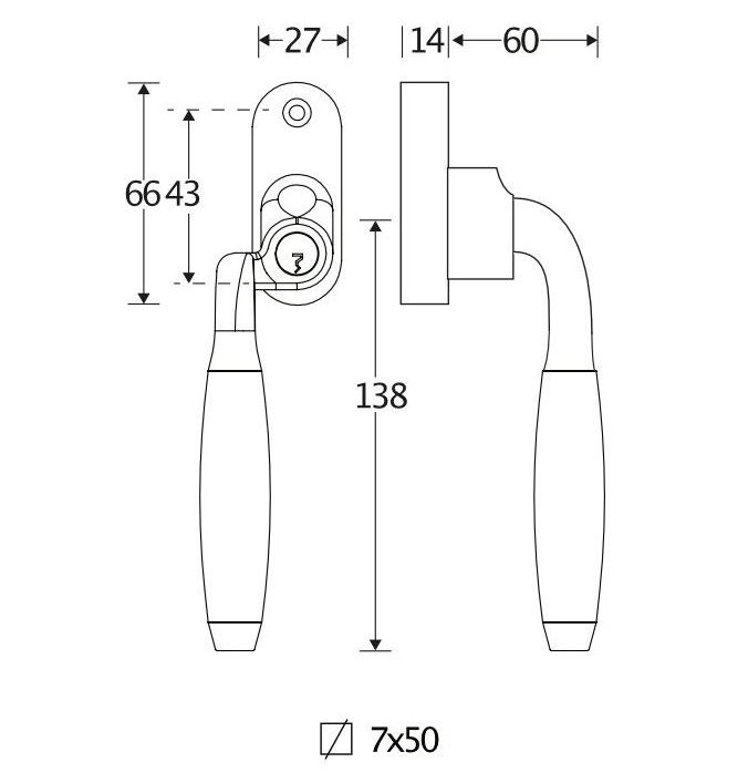 SKG2 Draaikiepgarnituur afsluitbaar Elegant Links glans nikkel