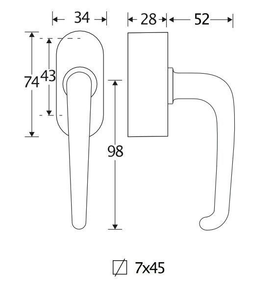 SKG2 Draaikiepgarnituur afsluitbaar Halfsabel/Elegant glans chroom
