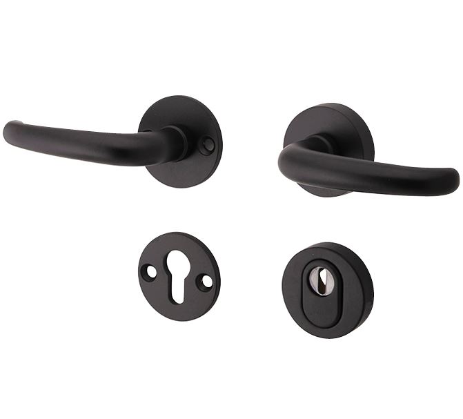 SKG3 kruk/kruk op rozet Halfsabel Links + kerntrekbeveiliging mat zwart